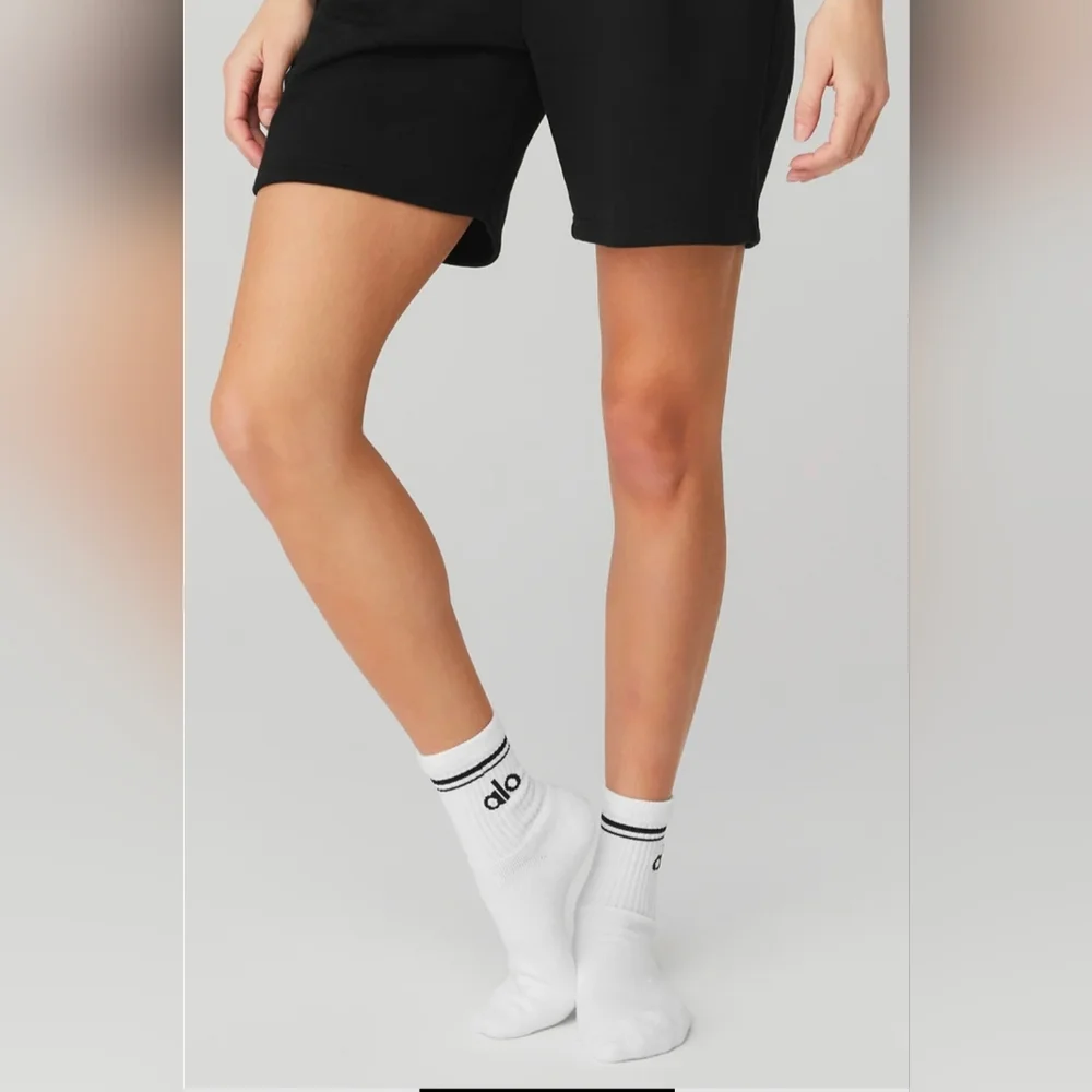 Alo Yoga Unisex Half-Crew Sock Athletic Core: White/Black Medium $34
